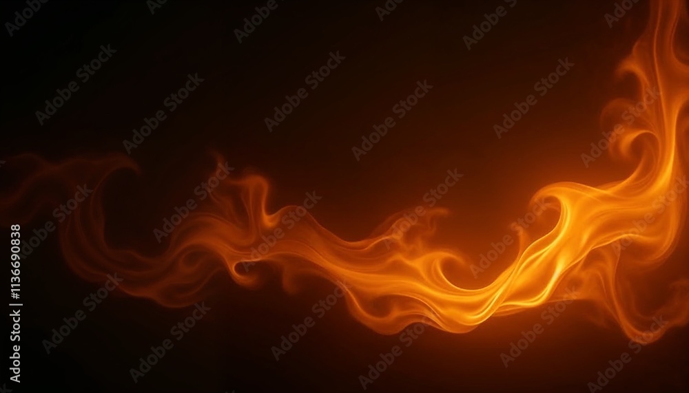 Fototapeta premium Fiery orange smoke swirls on black background