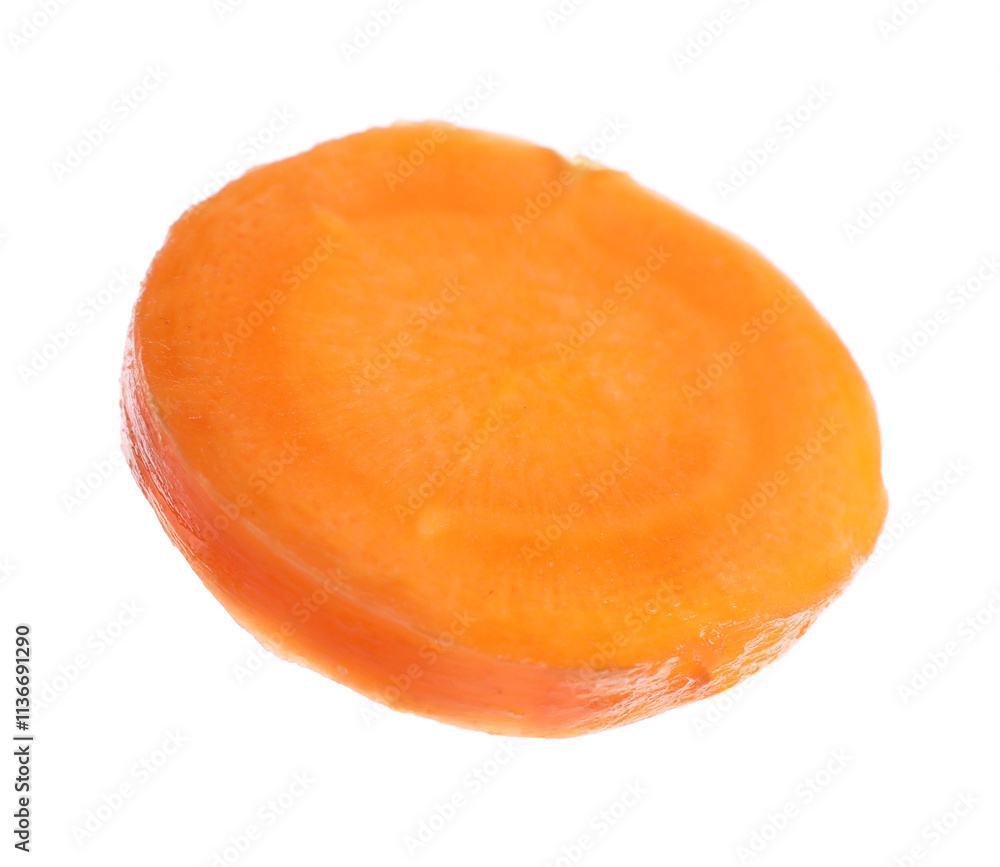 Slice of fresh ripe carrot isolated on white