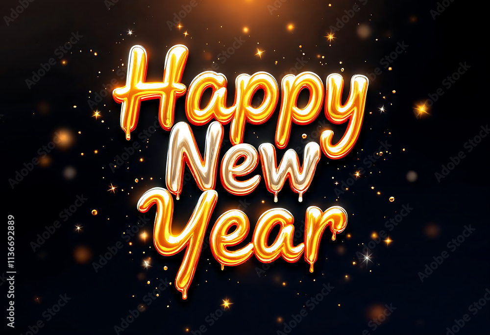 Happy New Year 3D Text Effect Happy New Year 3D Text Effect