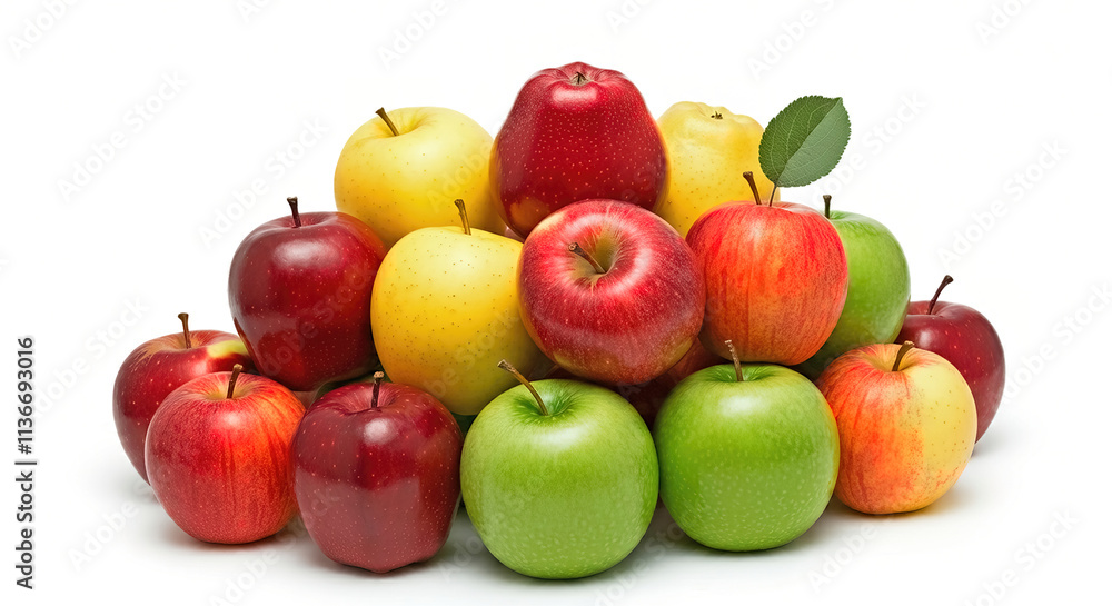 colorful apples, red green and yellow fruit, isolated on white background colorful apples, red green and yellow fruit, isolated on white background