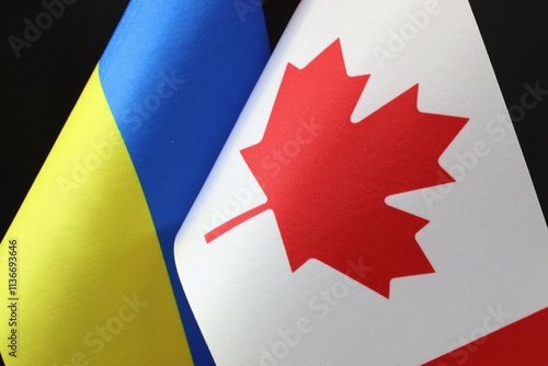 Flags of Canada and Ukraine displayed together.