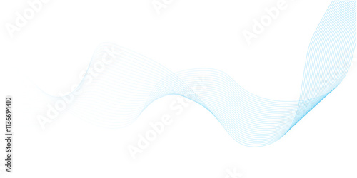 Abstract soft blue glowing wave curved lines background. Digital frequency track equalizer. Vector illustration.