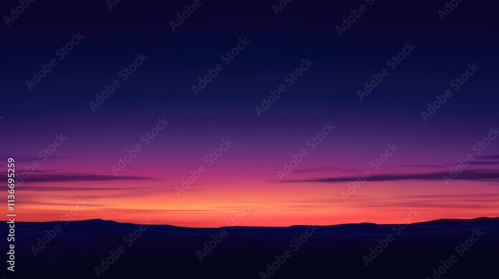 Obraz premium Vibrant Sunset Over Silhouetted Rolling Hills