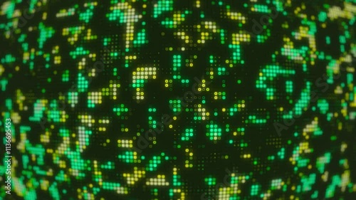 Abstract technological background of green and yellow dots that light up and go out in a random order.background animation.4K Footage 
