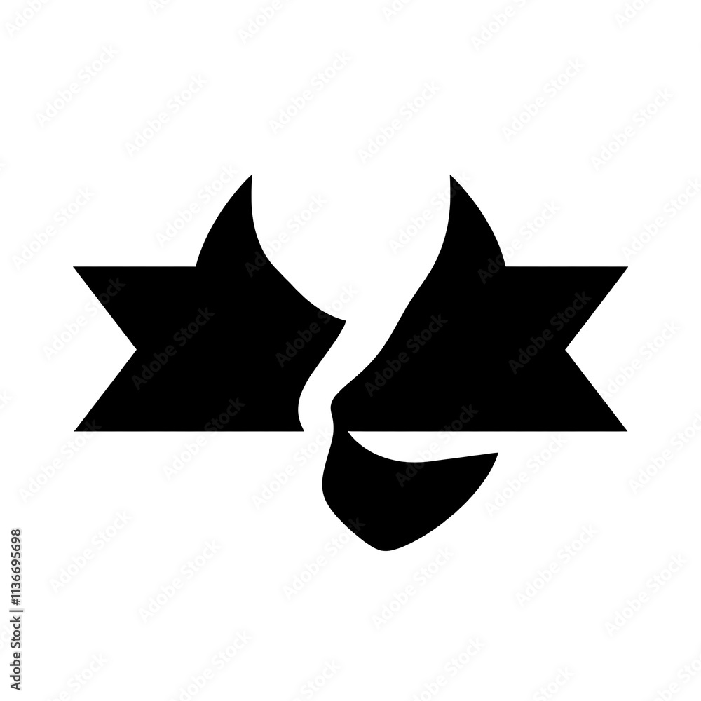 Award Winning Icon: Bold Black Silhouette of an Award Ribbon with Horns Award Winning Icon: Bold Black Silhouette of an Award Ribbon with Horns