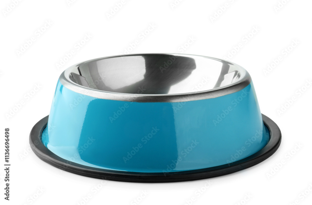 Empty feeding bowl for pet food isolated on white Empty feeding bowl for pet food isolated on white
