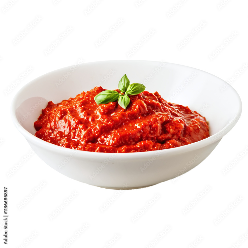 a bowl with tomato paste sauce isolated on transparent background