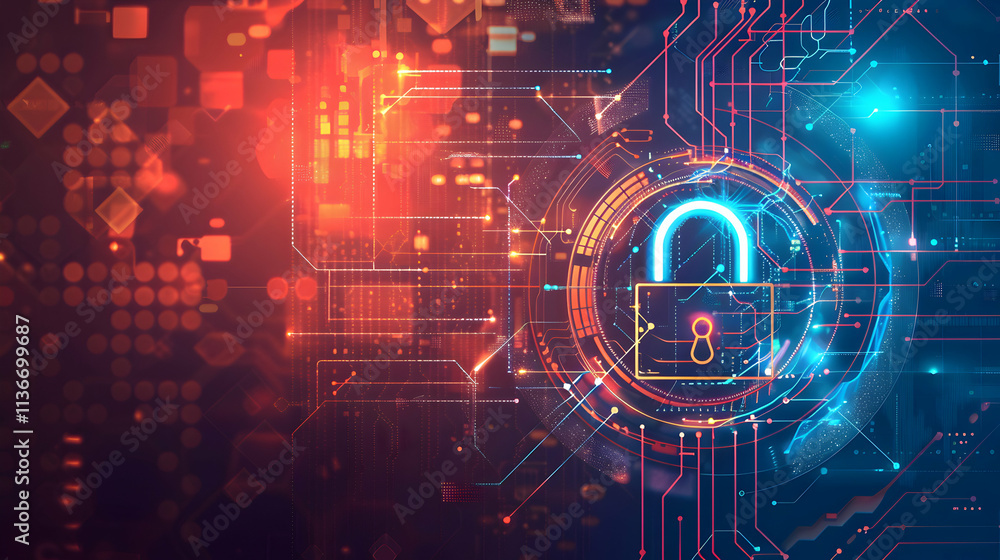 Red and Blue Lock Symbol Representing Cybersecurity Protection Red and Blue Lock Symbol Representing Cybersecurity Protection