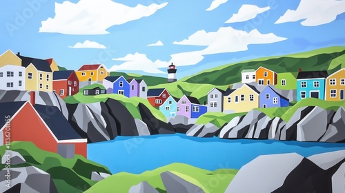 A panoramic HDR image of The Battery neighborhood in St. John's harbour, Newfoundland, Canada