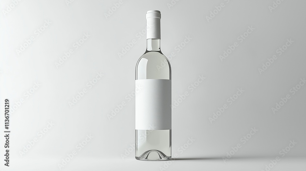 Realistic white wine bottle centered on a plain white background, highlighting its smooth glass surface and elegant label design. Realistic white wine bottle centered on a plain white background, highlighting its smooth glass surface and elegant label design.