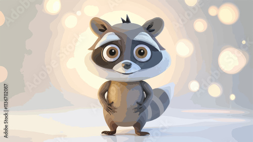 Cute and Adorable Cartoon Style Racoon in Studio