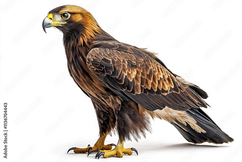Studio photo of an eagle isolated against a white background. Wildlife and conservation concept, space for copy. Studio photo of an eagle isolated against a white background. Wildlife and conservation concept, space for copy.