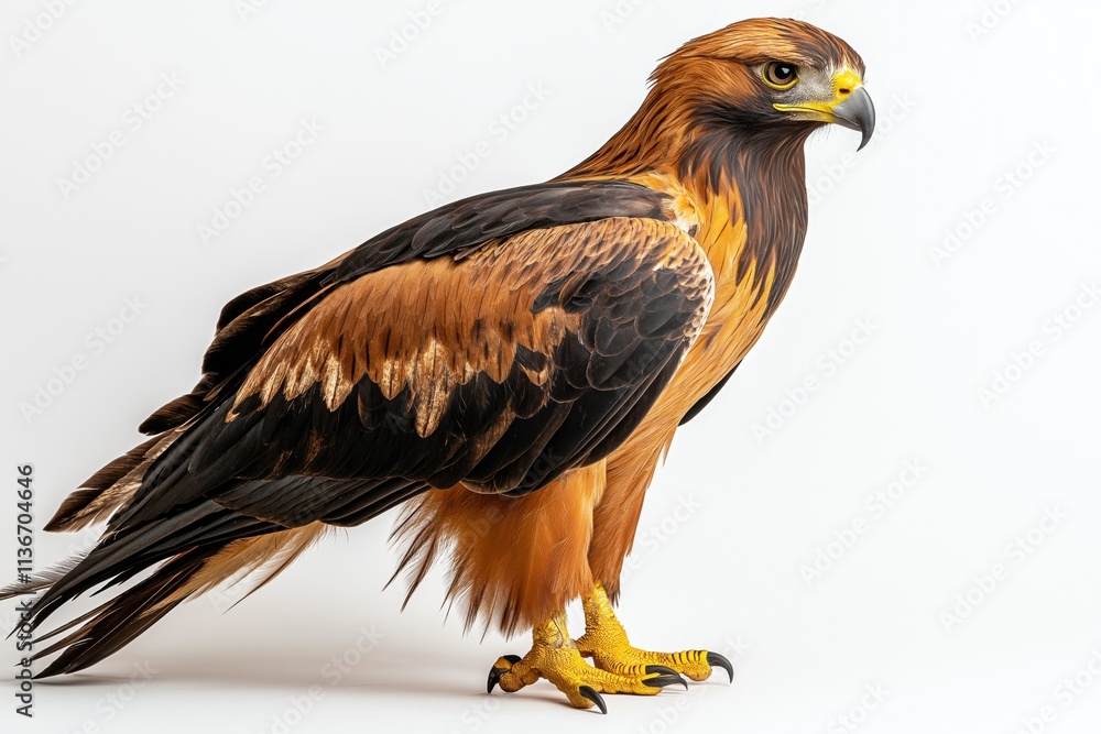 Fototapeta premium Studio photo of an eagle isolated against a white background. Wildlife and conservation concept, space for copy.