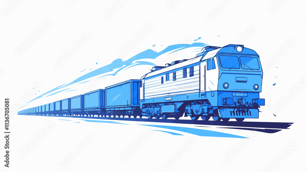 Fototapeta premium Freight Train Vector Line Icon on White Background