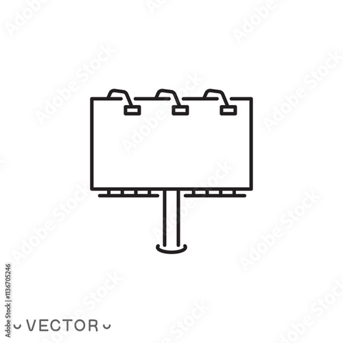billboard advertising icon, outdoor advertising thin line symbol isolated on white background, editable stroke eps 10 vector illustration