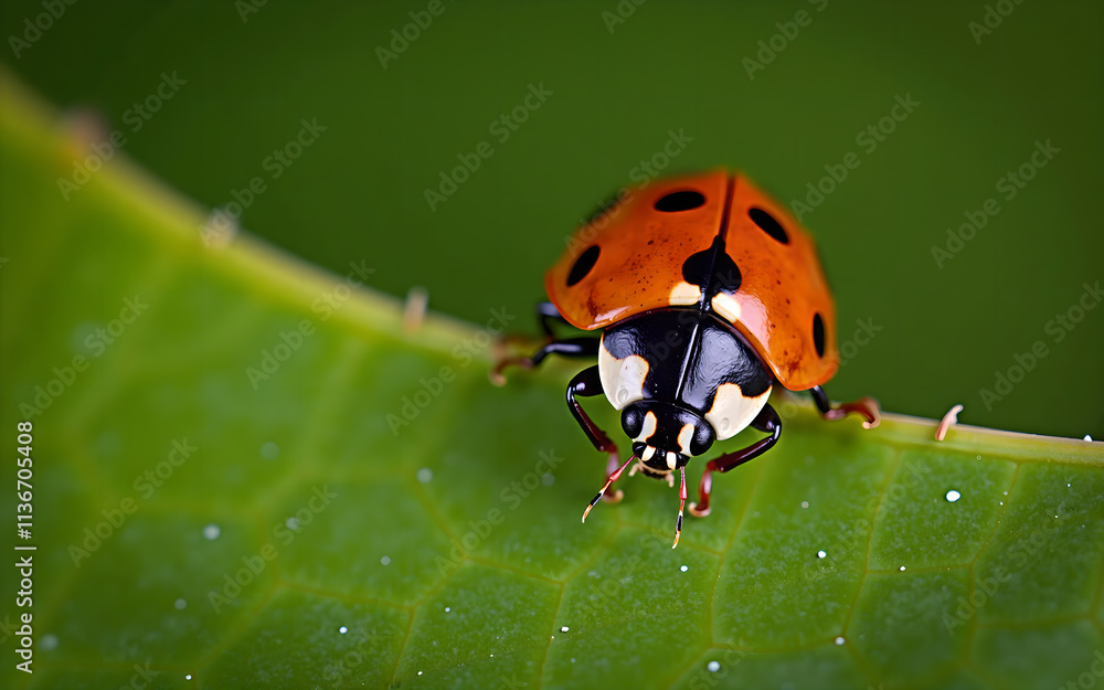 Naklejka premium Macro Shot of a Ladybug on a Leaf