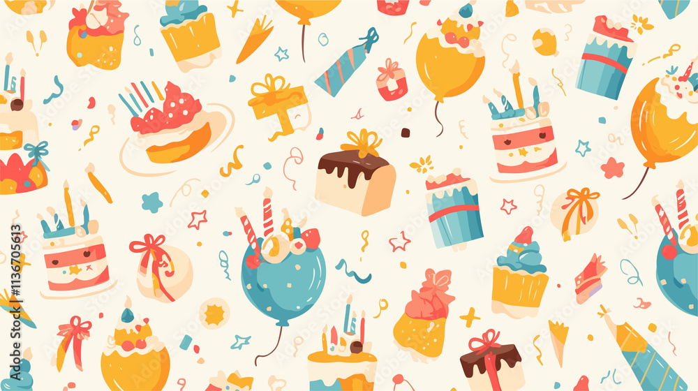 Vibrant Happy Birthday Seamless Pattern for Celebration Events Vibrant Happy Birthday Seamless Pattern for Celebration Events