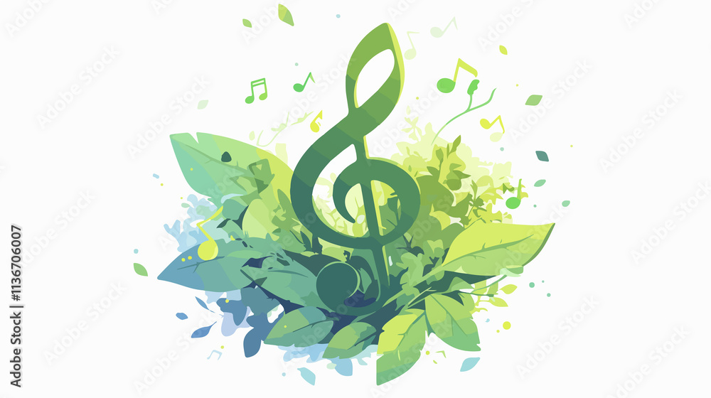 Modern Flat Vector Music Sound Logo Template in Green Color Modern Flat Vector Music Sound Logo Template in Green Color