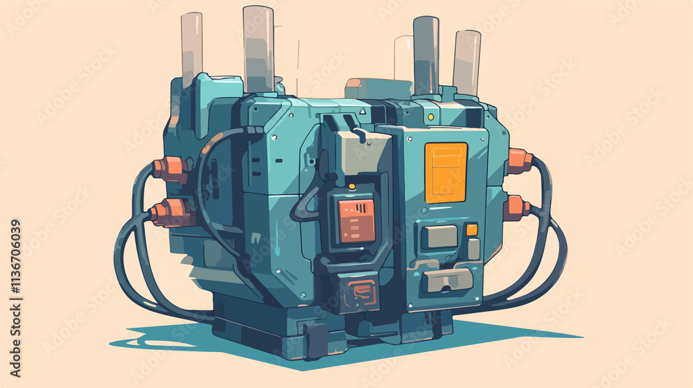 Fototapeta premium High Voltage Transformer Sketch Icon in Flat Vector Style