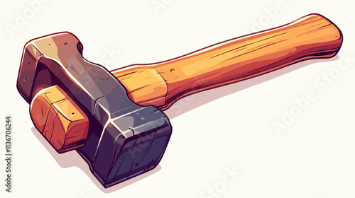Professional Hammer Sketch Icon in Flat Vector Style Isolated on White Background