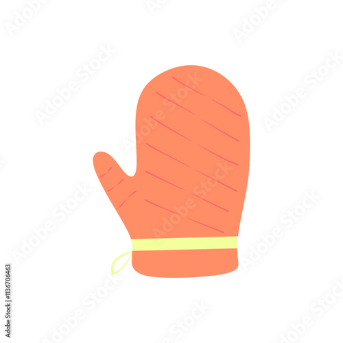 Colorful cartoon illustration of a kitchen oven mitt.