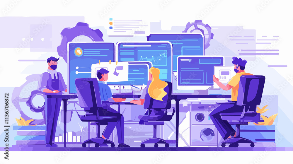 Fototapeta premium Unified IT Team Working Mechanism with Dedication