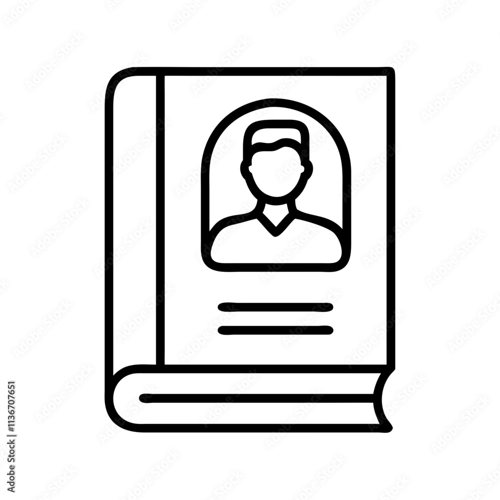 book with author portrait icon, book lovers day line art, book lovers day icon - simple black line art icon of book with author portrait, for book lovers day celebrations. book lovers day vector art. book with author portrait icon, book lovers day line art, book lovers day icon - simple black line art icon of book with author portrait, for book lovers day celebrations. book lovers day vector art.