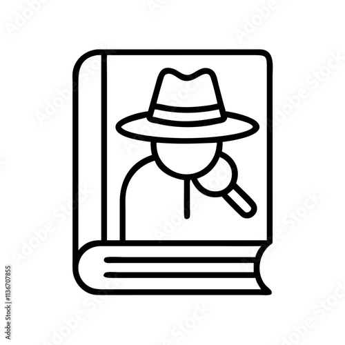 detective novel icon, book lovers day line art, book lovers day icon - simple black line art icon of detective novel, for book lovers day celebrations. book lovers day vector art.