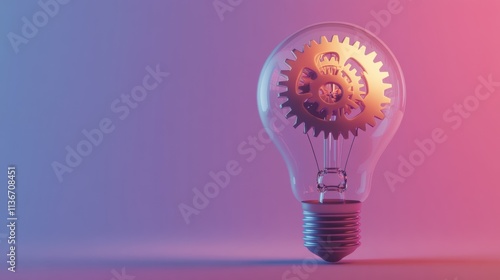 light bulb with gears inside showcasing critical thinking and ideas for business