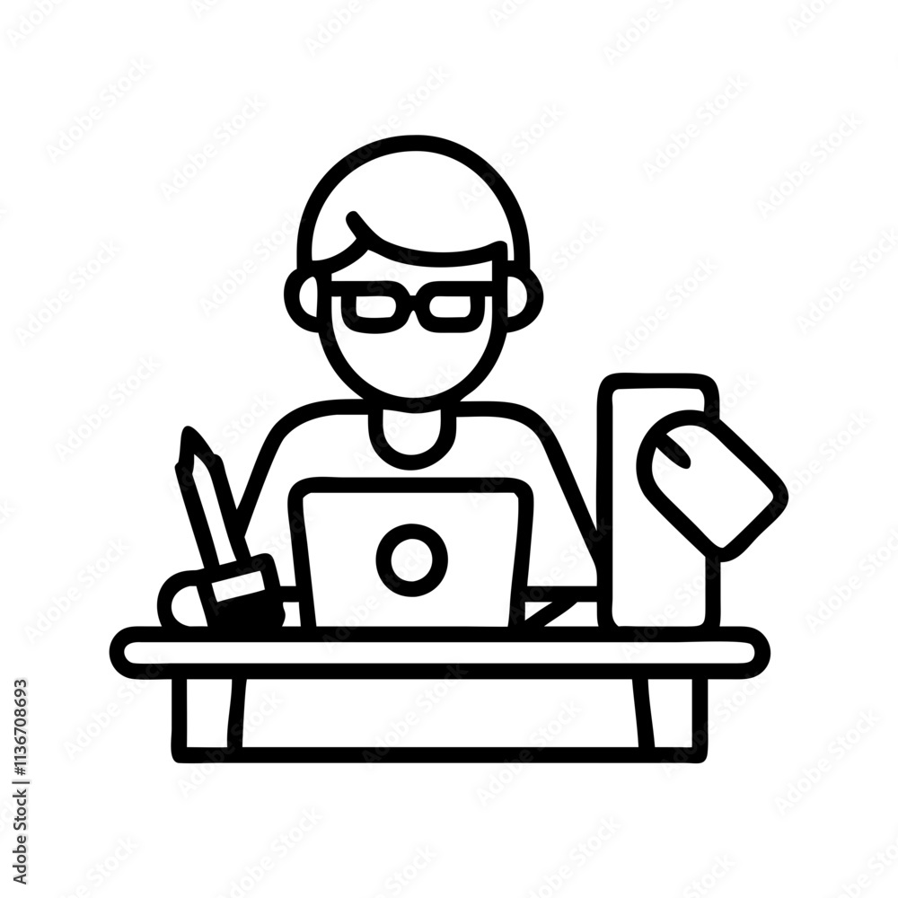 novelist at work icon, book lovers day line art, book lovers day icon - simple black line art icon of novelist at work, for book lovers day celebrations. book lovers day vector art. novelist at work icon, book lovers day line art, book lovers day icon - simple black line art icon of novelist at work, for book lovers day celebrations. book lovers day vector art.