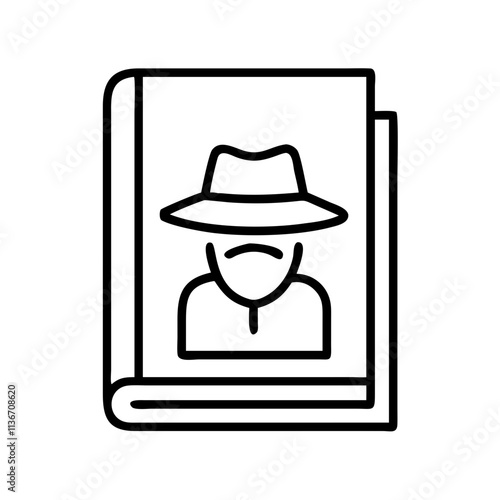 mystery novel icon, book lovers day line art, book lovers day icon - simple black line art icon of mystery novel, for book lovers day celebrations. book lovers day vector art.