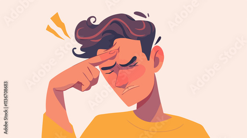 Confused businessman scratching temple in flat vector style