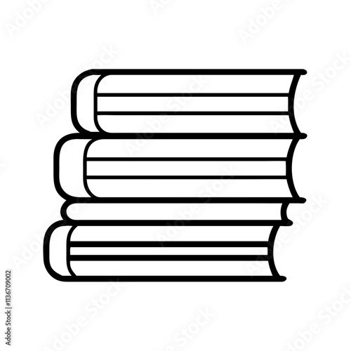 pile of classic novels icon, book lovers day line art, book lovers day icon - simple black line art icon of pile of classic novels, for book lovers day celebrations. book lovers day vector art.