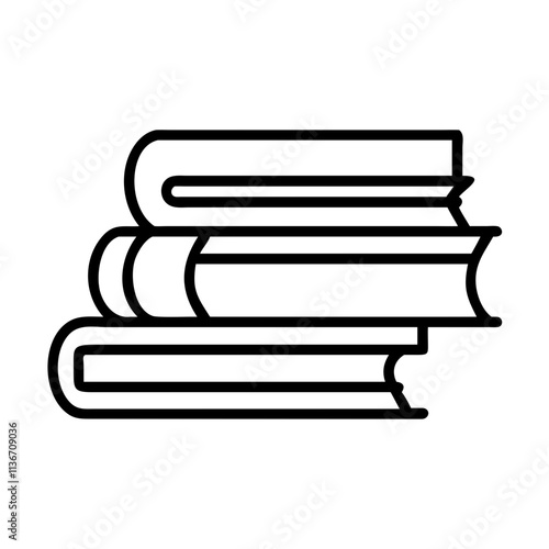 pile of used books icon, book lovers day line art, book lovers day icon - simple black line art icon of pile of used books, for book lovers day celebrations. book lovers day vector art.