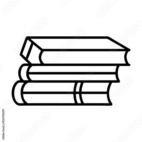 stack of books icon, book lovers day line art, book lovers day icon - simple black line art icon of stack of books, for book lovers day celebrations. book lovers day vector art.