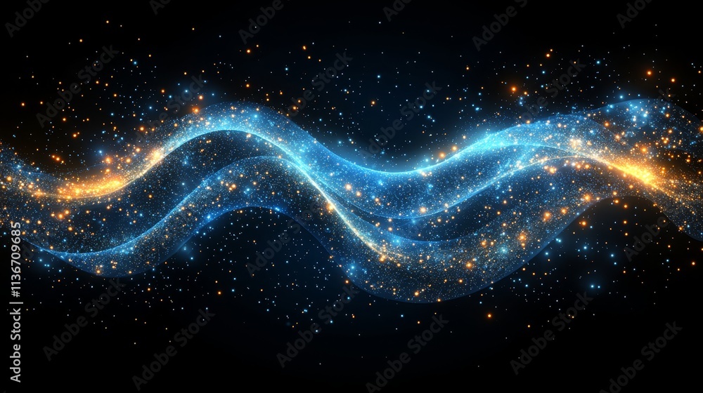 Fototapeta premium a blue and gold wave on a black background