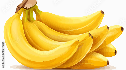Vibrant Realistic Yellow Banana Bunch 3D Vector Illustration
