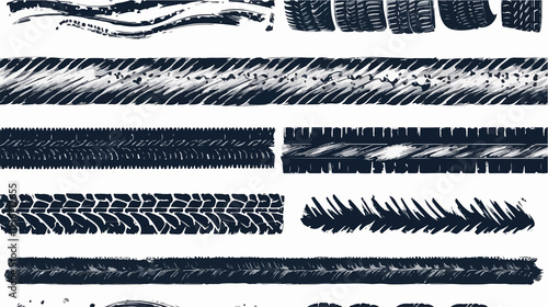 Seamless Tire Tracks Tread Marks Vector Set for Graphic Design Projects photo