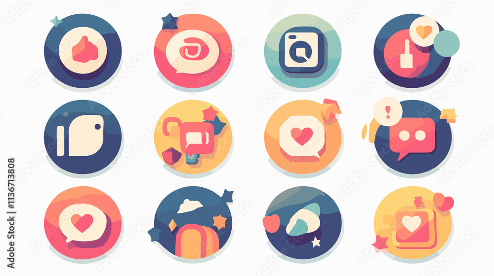 Social Network Line Icon in Flat Vector Style Isolated on White Background Social Network Line Icon in Flat Vector Style Isolated on White Background