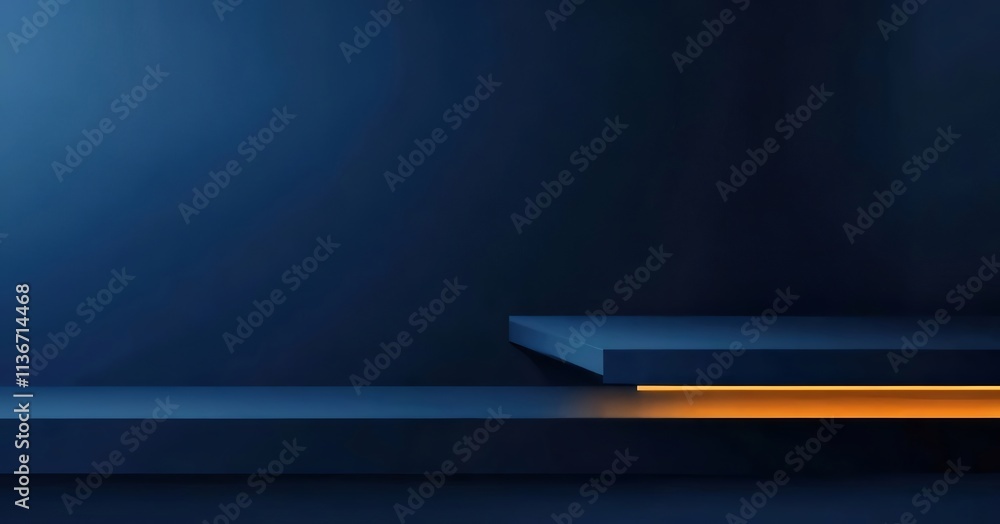 Dark blue platform with orange light. Dark blue platform with orange light.
