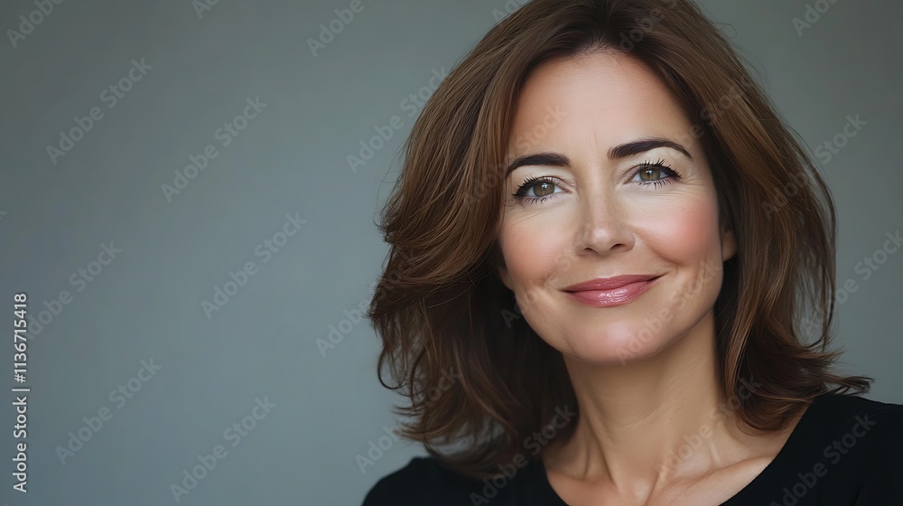 Portrait of smiling confident mature businesswoman on gray background Portrait of smiling confident mature businesswoman on gray background