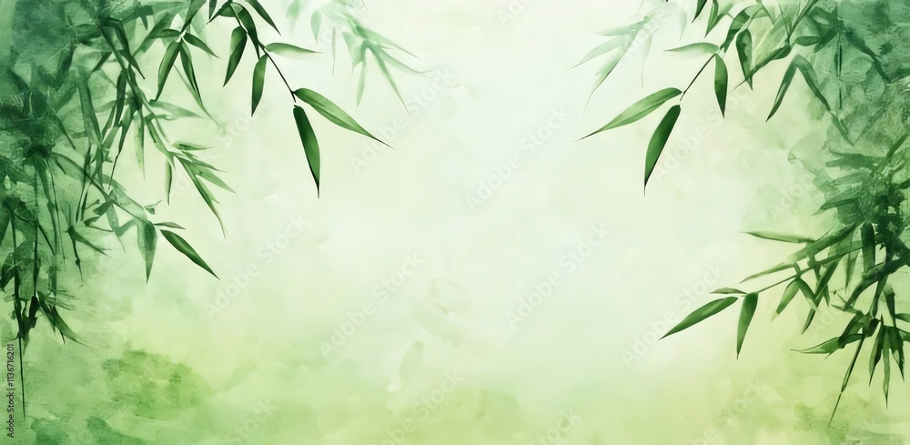 Bamboo leaves frame soft green abstract. Bamboo leaves frame soft green abstract.