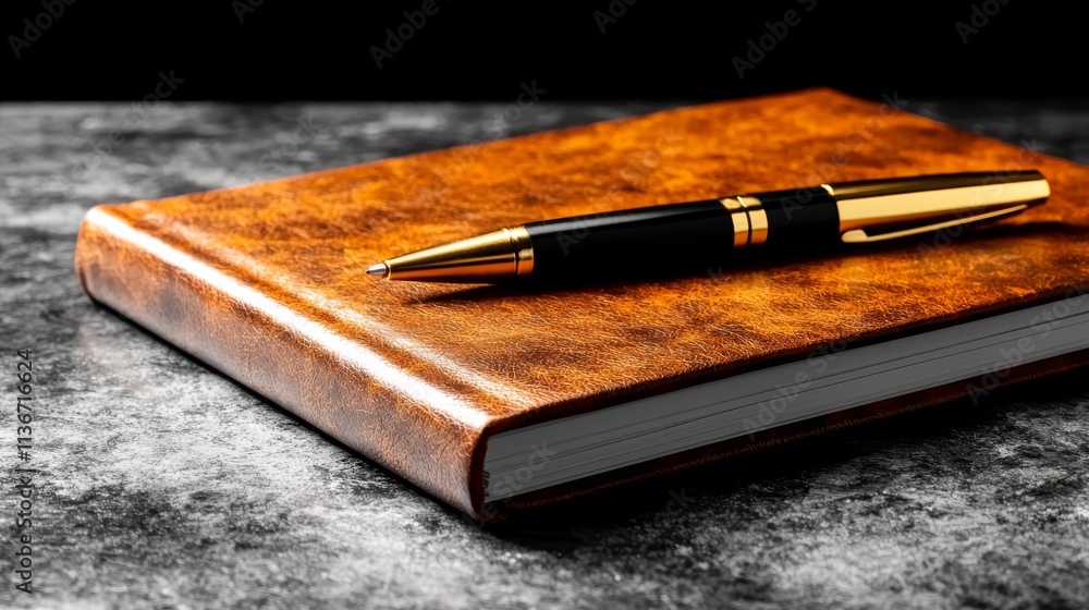 A pen sitting on top of a book on a table A pen sitting on top of a book on a table