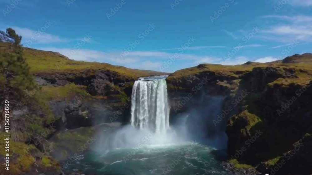 Stunning Wide Shot of Thai Waterfall Flowing in Nature videos Stunning Wide Shot of Thai Waterfall Flowing in Nature videos