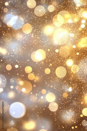 Golden bokeh background with sparkling lights for festive celebrations and events