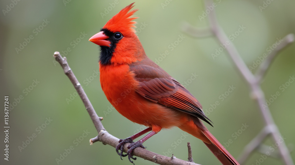 Beautiful Vibrant Cardinal Bird in Natural Habitat, Birdwatching Beautiful Vibrant Cardinal Bird in Natural Habitat, Birdwatching