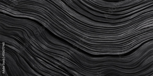 Intricate patterns of ebony wood reveal natural waves and textures in a close-up view