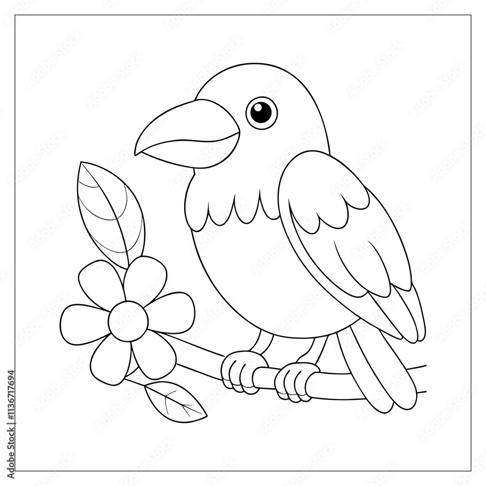 Fototapeta premium Crow Line Art Bold Outlines for Fun and Easy Coloring Activities