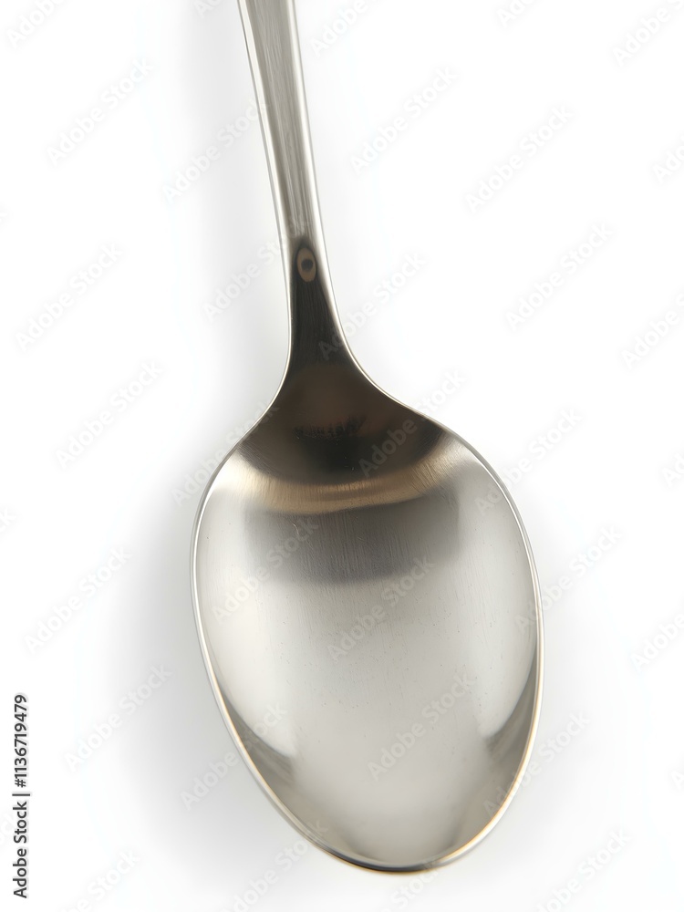 A shiny stainless steel spoon, perfectly polished, isolated on a white background, full depth of field A shiny stainless steel spoon, perfectly polished, isolated on a white background, full depth of field