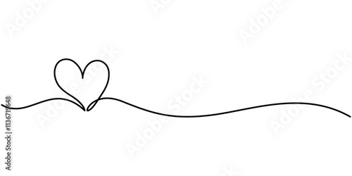 Heart. Abstract love symbol. Continuous line art drawing vector illustration, Heart hand drawn. Single contour heart for love design. continuous line drawing of heart and colour shape love sign.